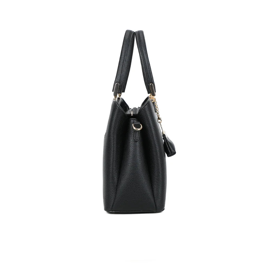 Profil du Serena Duo noir : soufflet de 12 cm et anneau doré pour accrocher la bandoulière amovible – réf. M-9130-A