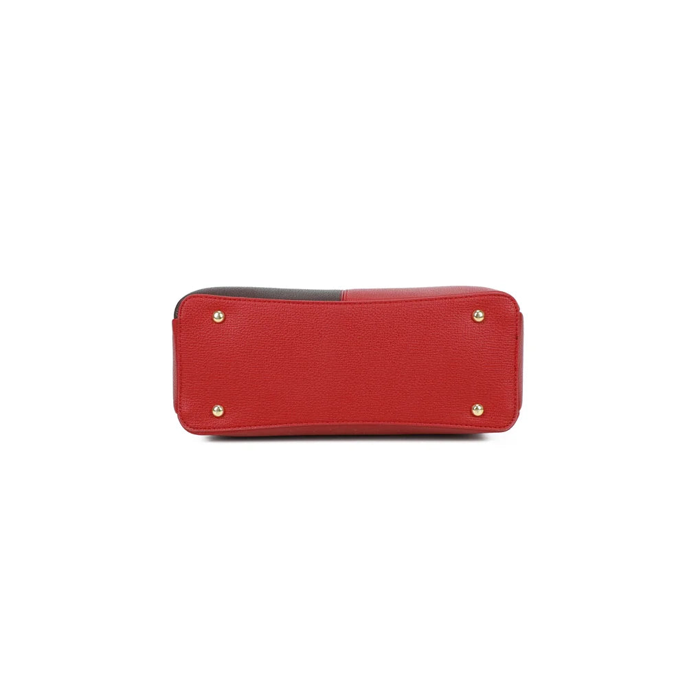 Vue de dessous du Serena Duo rouge, pour découvrir la base du sac en simili cuir grainé – réf. M-9130-A