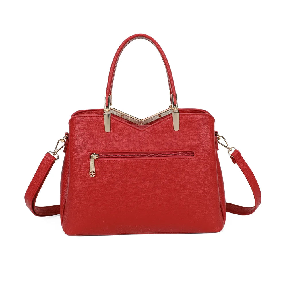Dos du Serena Duo rouge, simili cuir grainé et deux anses rondes aux attaches dorées – réf. M-9130-A