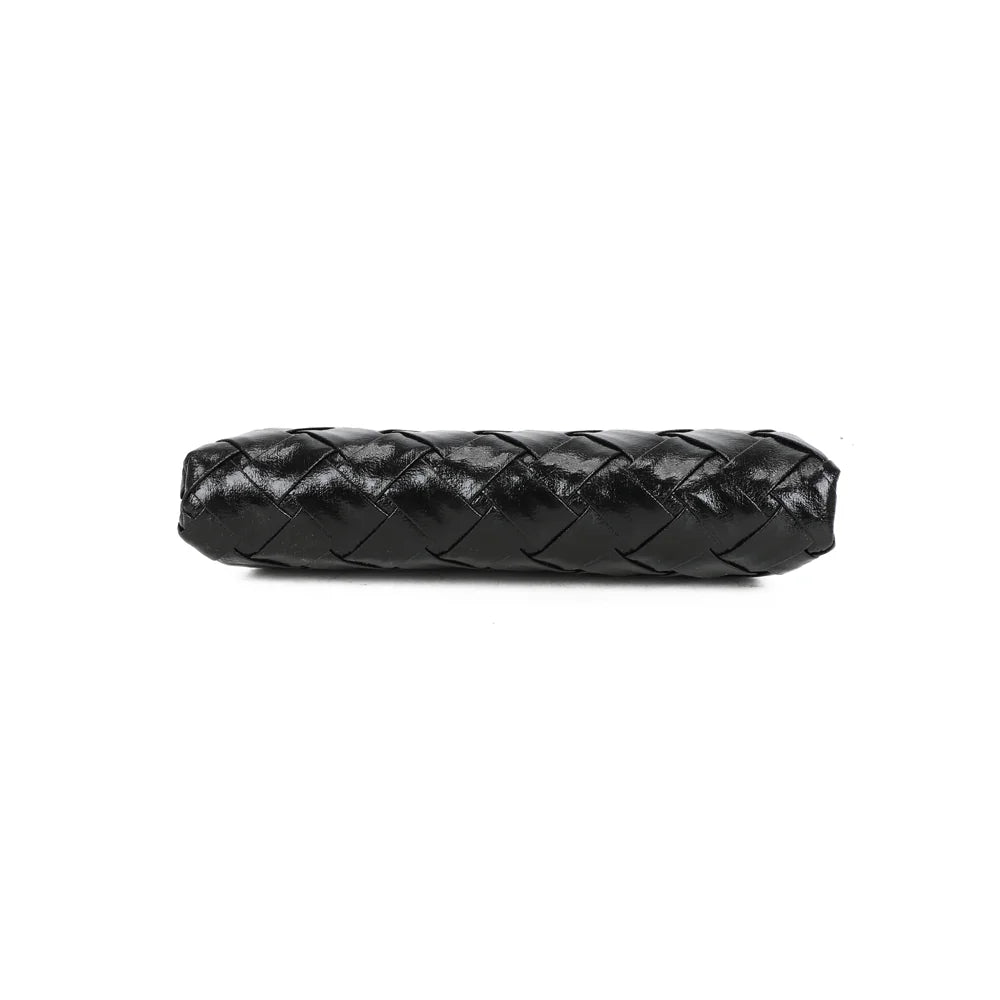 Dessous de la pochette Shine noir, tressage souple qui se prolonge jusque sous le fond – réf. LH-71004