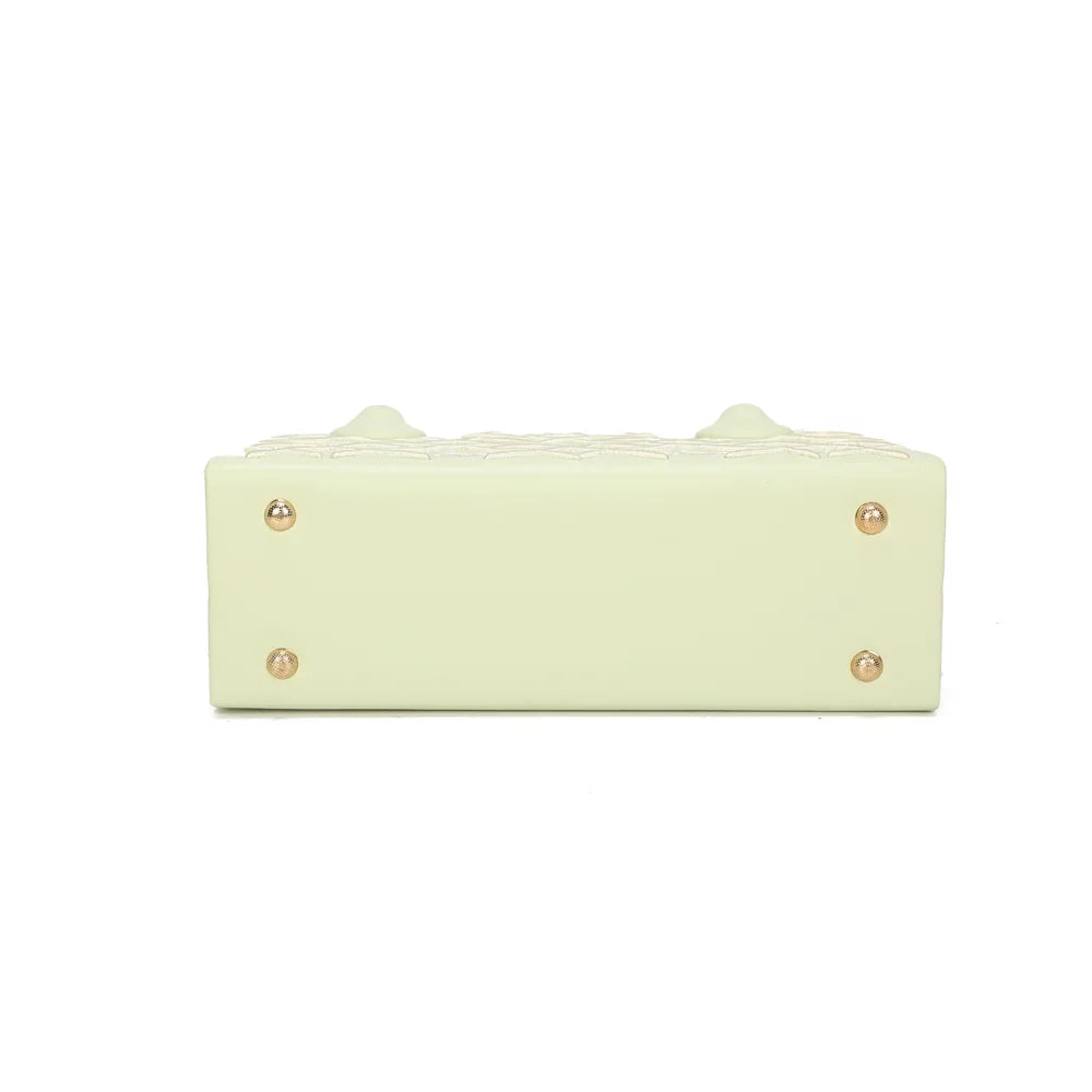 Dessous du Sienna vert clair, doté de pieds de protection métalliques sous la base – réf. YL-26014