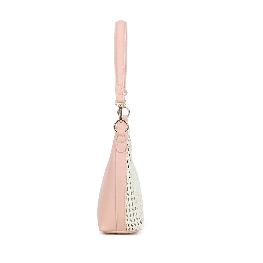 Profil du Sira Riviera rose : format compact de 8 cm de profondeur et mousquetons dorés – réf. A-9153