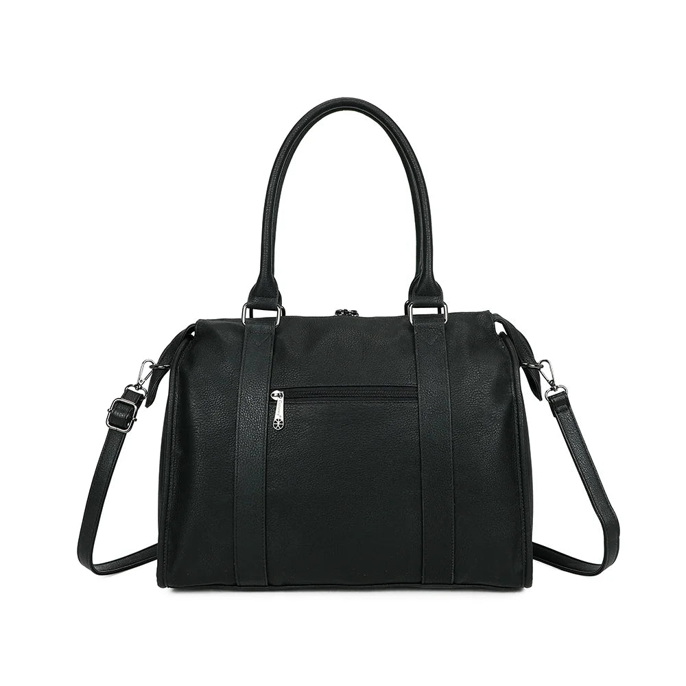 Dos du Skyla Grand Mat noir, simili cuir grainé et longues anses pour un porté épaule confortable – réf. R-1979-3