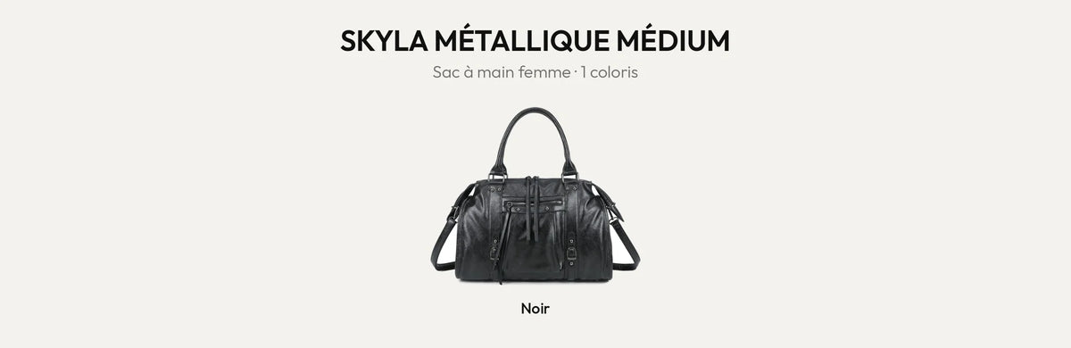 Sac à main femme Skyla Métallique Médium noir – Gallantry Paris – réf. R-1979-2A