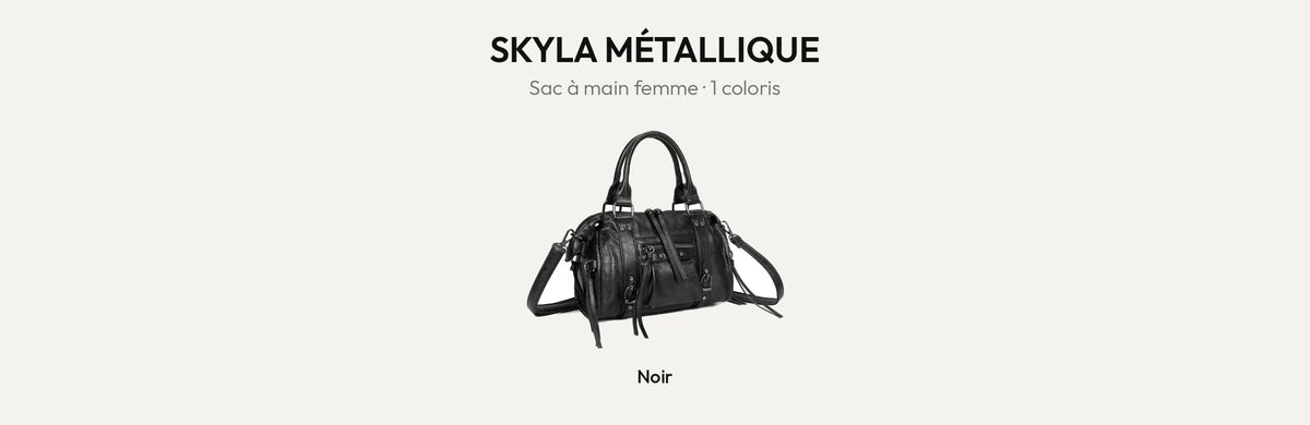 Sac à main femme Skyla Métallique noir métallisé – Gallantry Paris – réf. R-1979