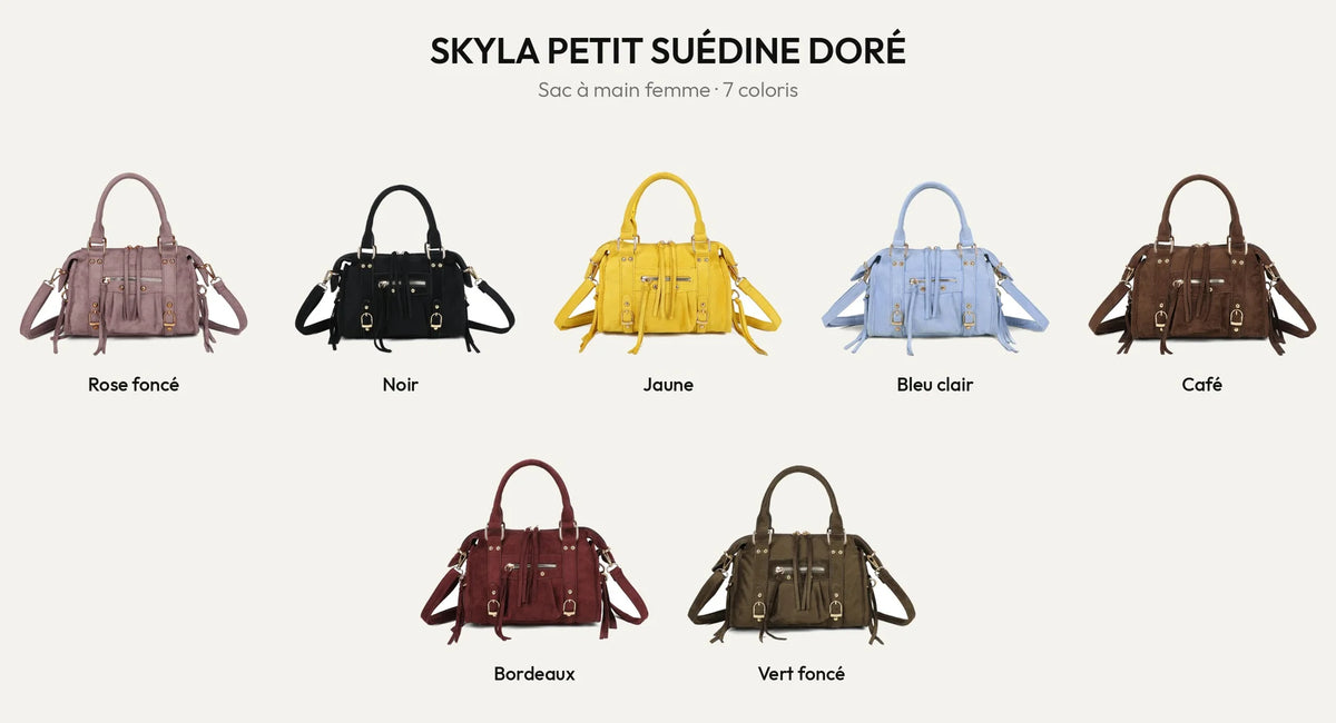 Le sac à main Skyla en suédine dans ses 7 coloris – Gallantry Paris – réf. Z-1979-6A