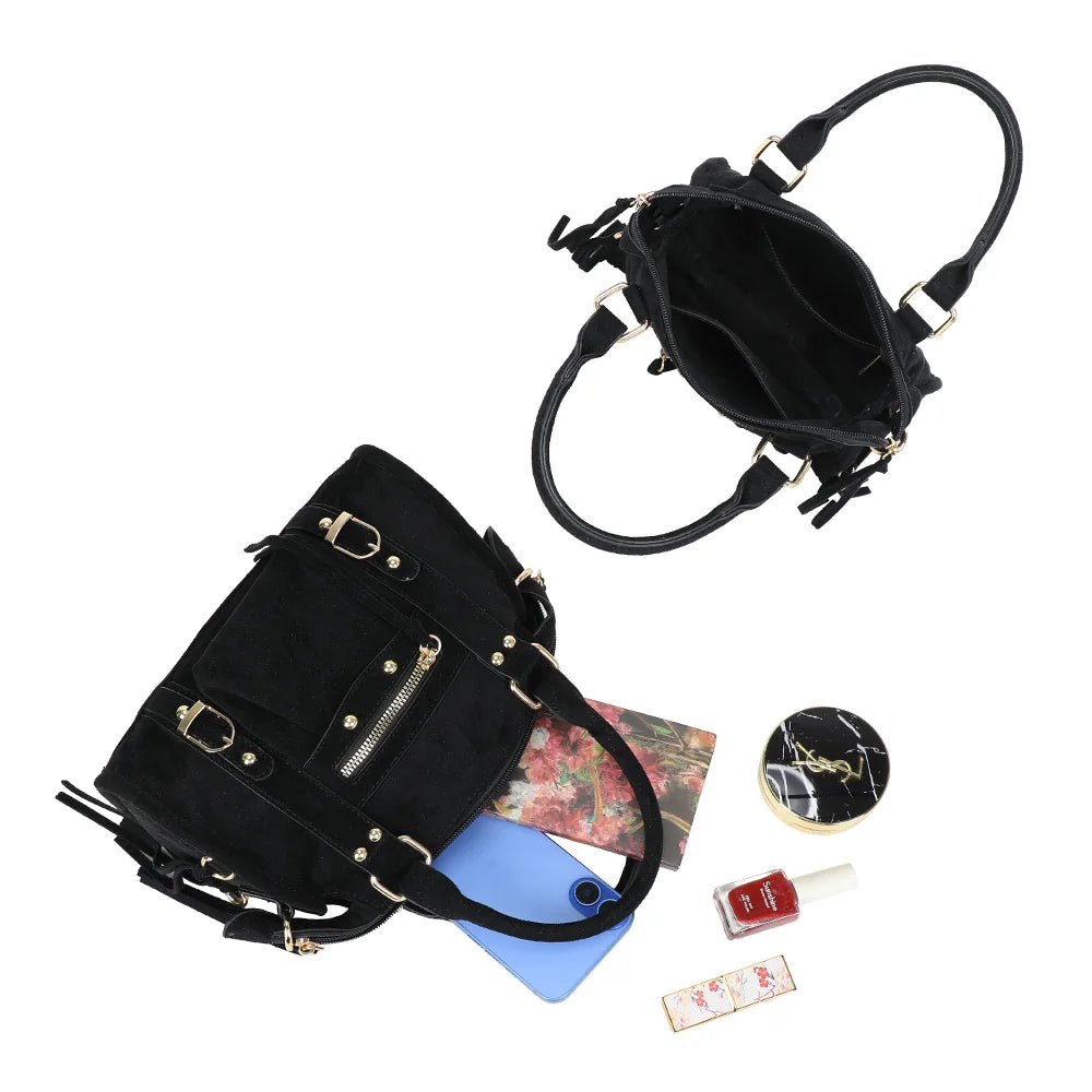 Intérieur du Skyla en noir : fermeture éclair, doublure synthétique et poches plaquées pour vos essentiels – réf. Z-1979-6A
