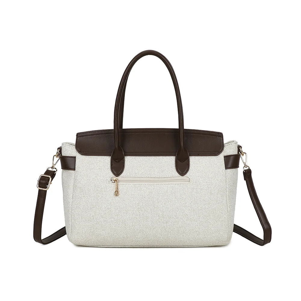 Dos du Soft Belt beige/coffee : ligne structurée et matière effet toile – réf. R-2037