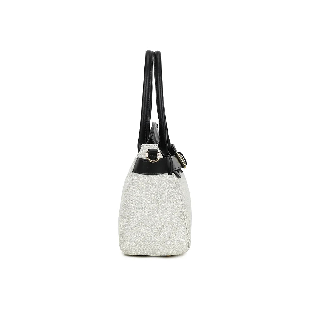 Profil du Soft Belt beige/noir : anneaux dorés latéraux pour fixer la bandoulière – réf. R-2037