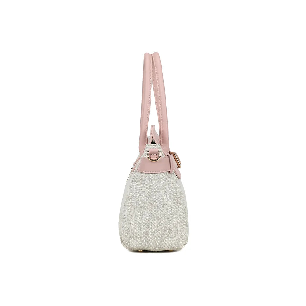 Profil du Soft Belt rose : anneaux dorés latéraux pour fixer la bandoulière – réf. R-2037