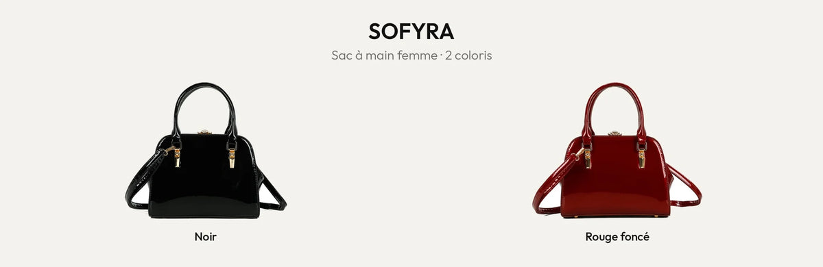 Sac à main femme Sofyra verni en Noir et Rouge Foncé – Gallantry Paris – réf. A-9115