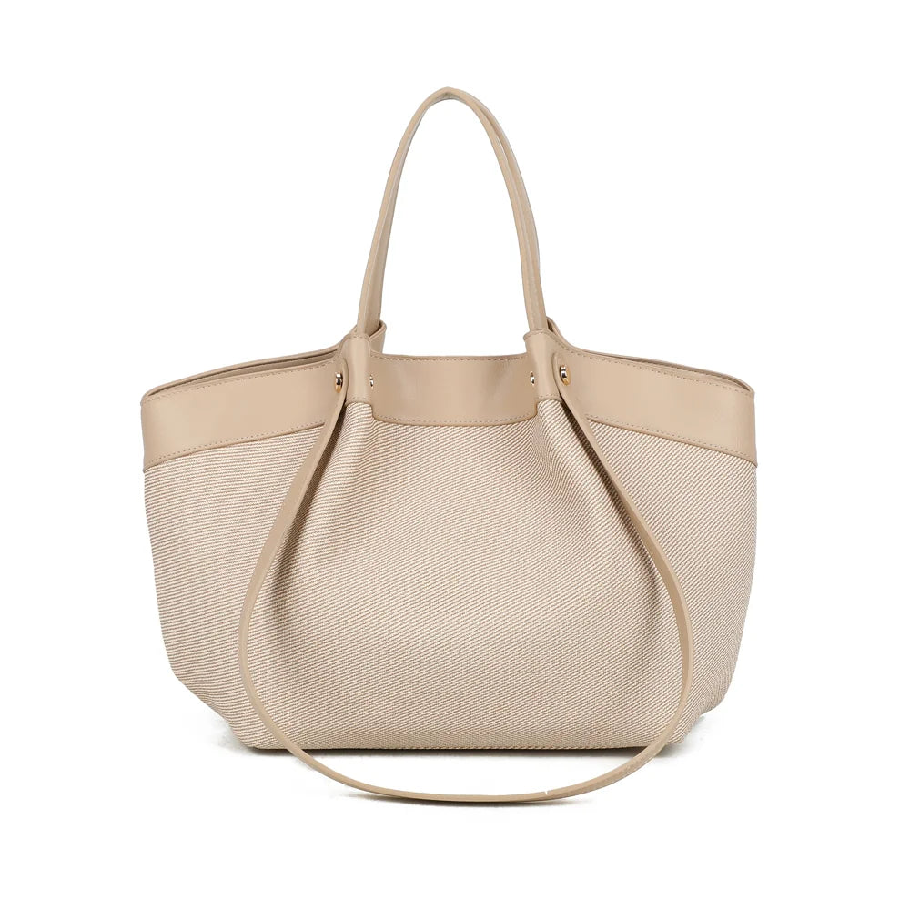 Dos du Solara taupe : tissu texturé à effet sergé et bandeau supérieur contrasté – réf. DQ-8729