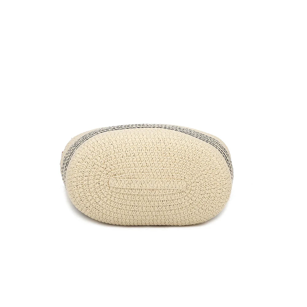 Dessous du Solea beige/noir, base arrondie en matière tressée effet paille – réf. JA-29001-1