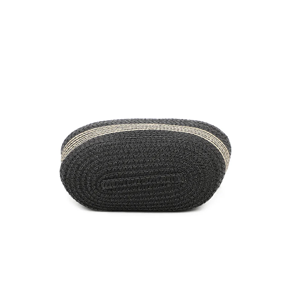 Dessous du Solea noir/beige, base arrondie en matière tressée effet paille – réf. JA-29001-1