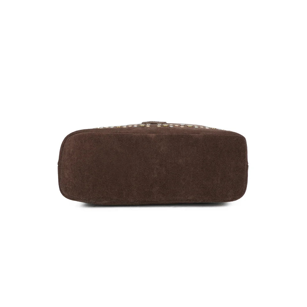 Dessous du Soléane café, sac hobo effet suédé de 36 cm de large – réf. JC-53002