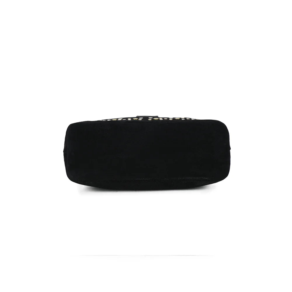 Dessous du Soléane noir, sac hobo effet suédé de 36 cm de large – réf. JC-53002
