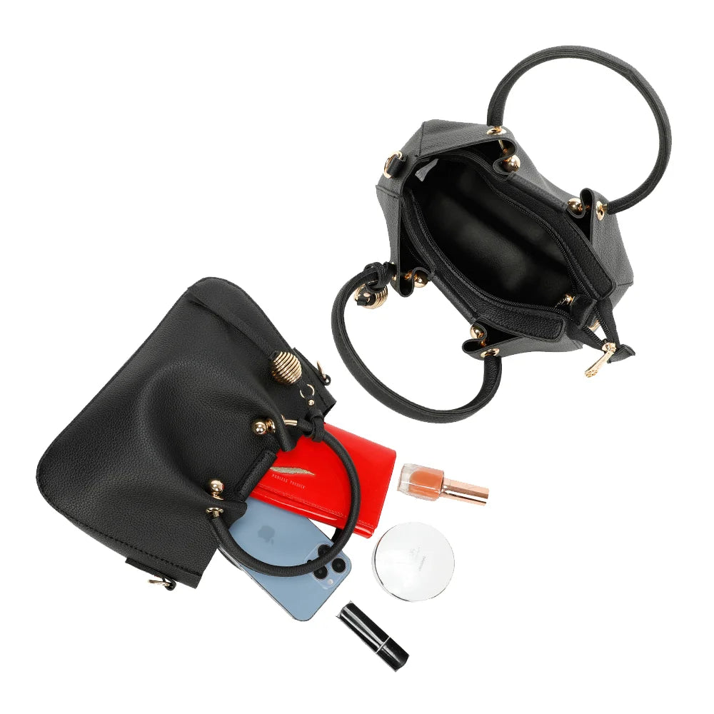 Intérieur zippé du Solène noir : téléphone, portefeuille et maquillage y trouvent leur place – réf. DQ-8656