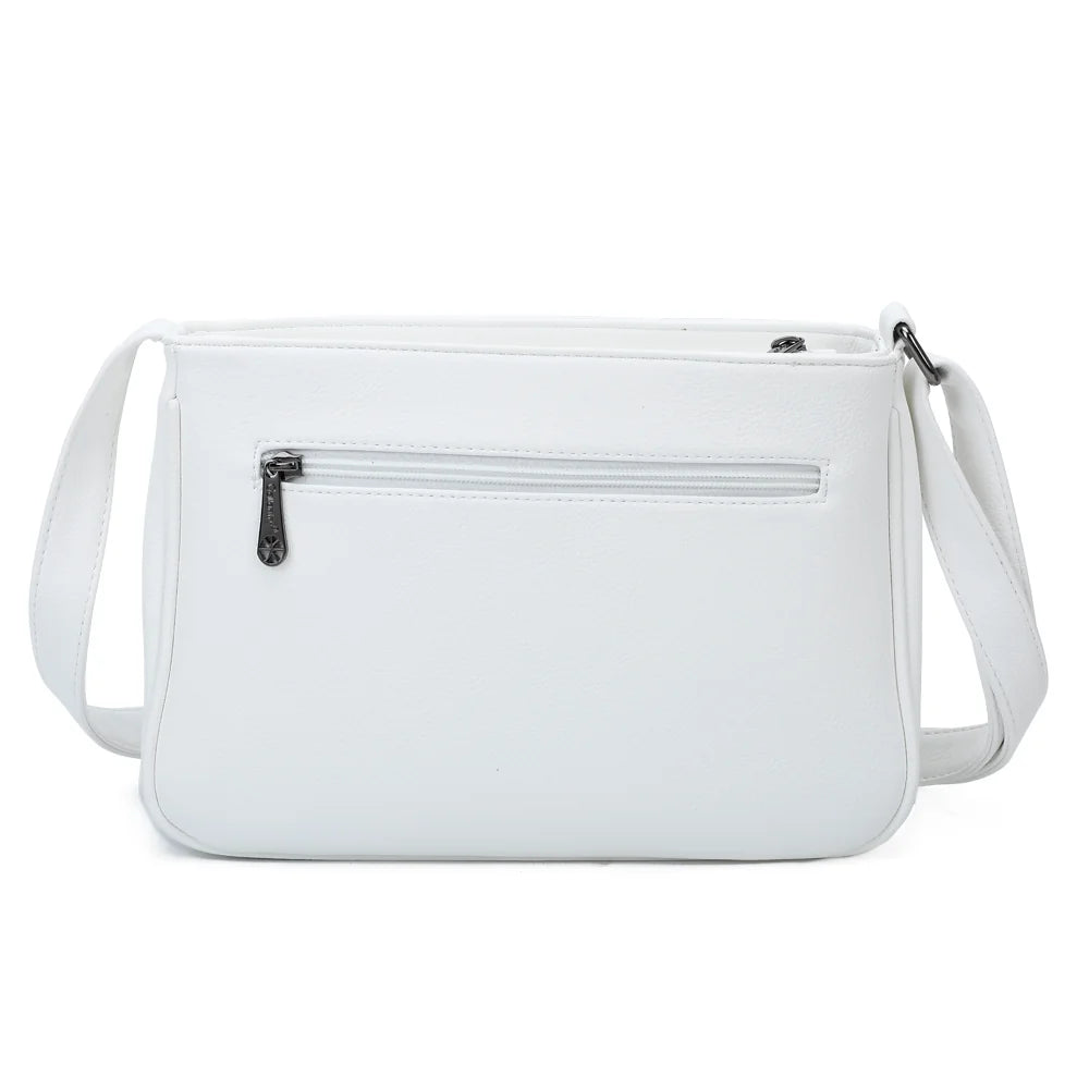 Dos du Sora Urban blanc : silhouette aux angles arrondis en simili cuir grainé – réf. Z-83016