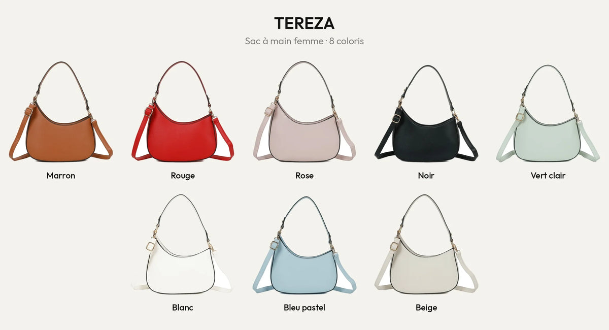 Sac à main femme demi-lune Tereza en 8 coloris – Gallantry Paris – réf. R-1957