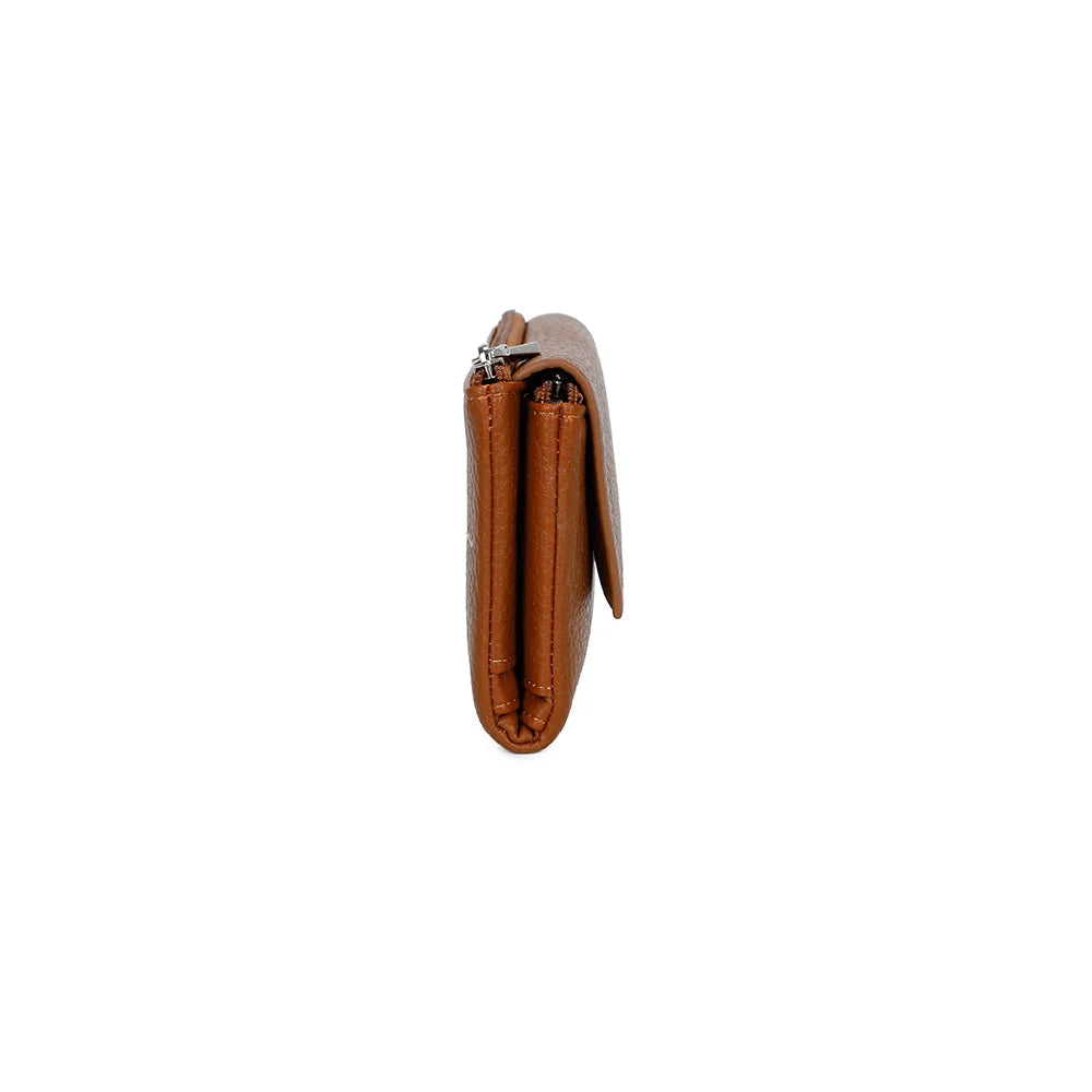 Profil du portefeuille Tilda marron : 2,5 cm d’épaisseur, facile à glisser dans un sac – réf. FD-81006