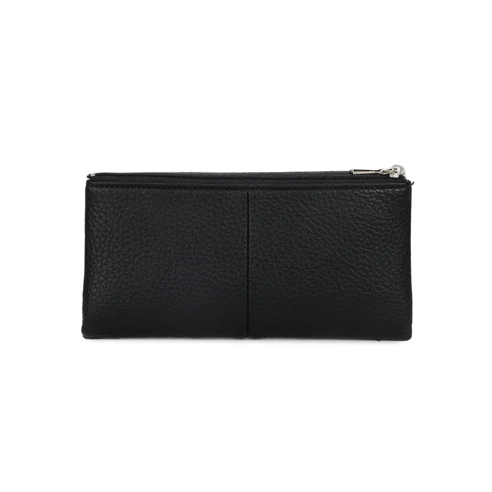 Dos du portefeuille Tilda noir en simili cuir grainé, un format plat et compact – réf. FD-81006