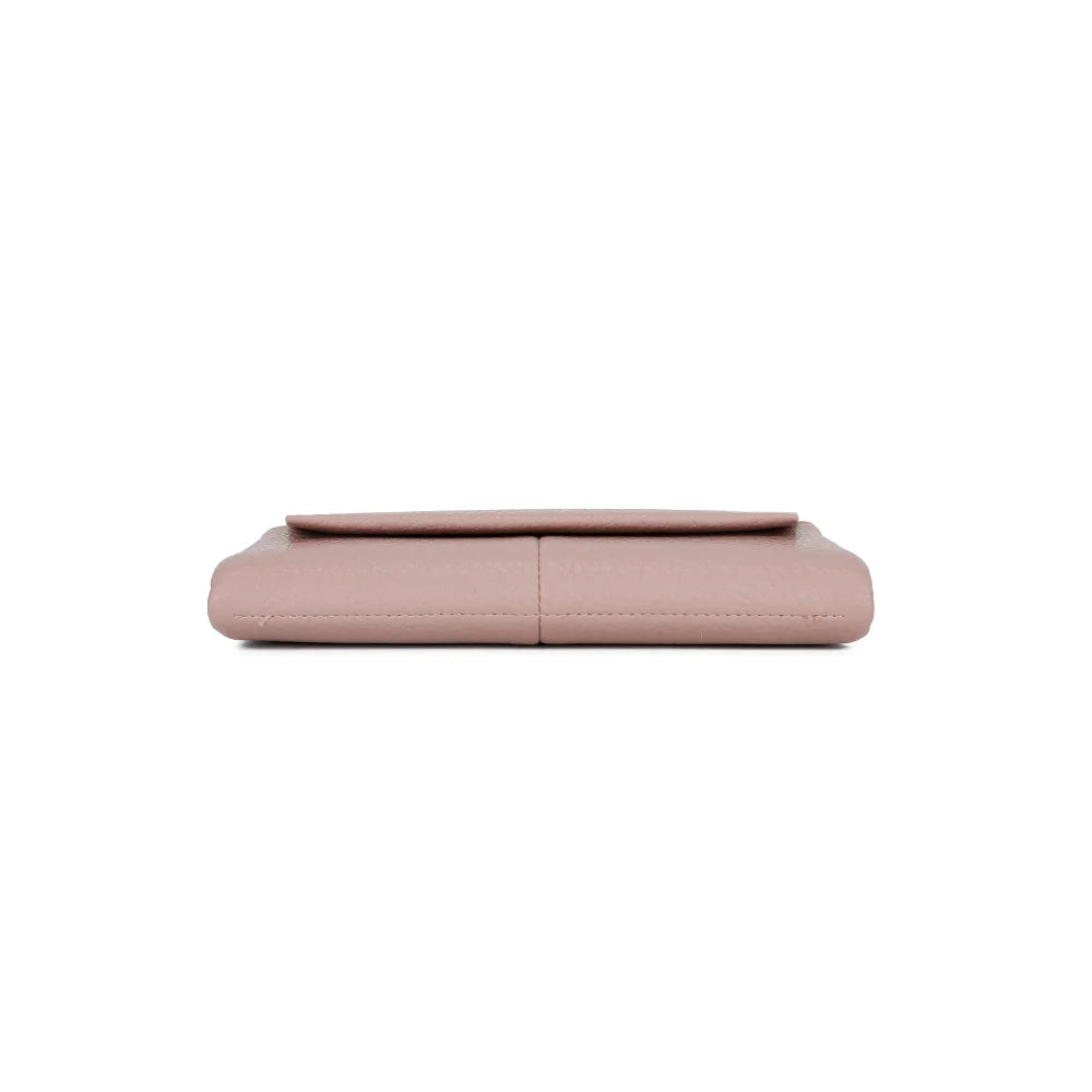 Dessous du portefeuille Tilda rose, vue de la base en simili cuir grainé vegan – réf. FD-81006