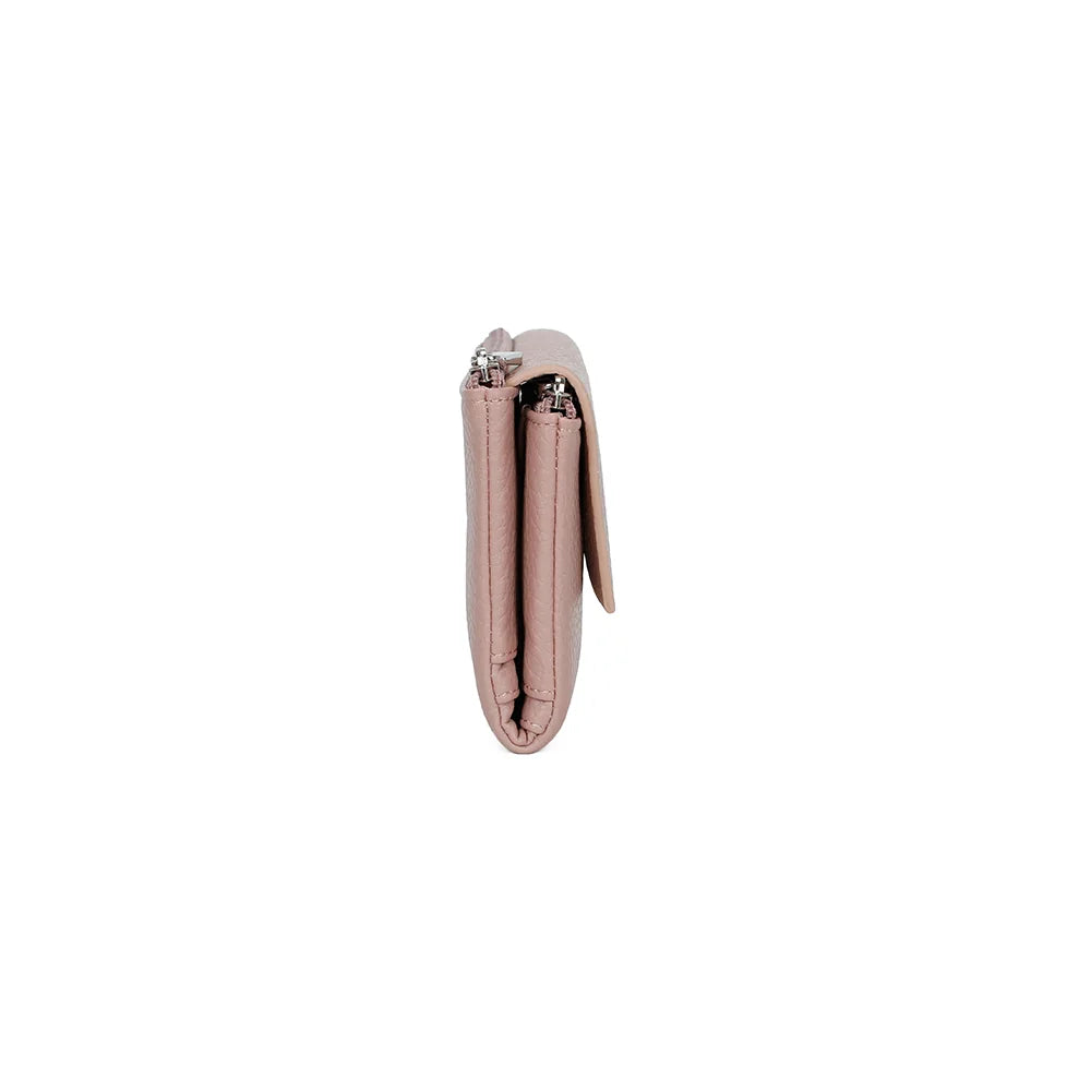 Profil du portefeuille Tilda rose : 2,5 cm d’épaisseur, facile à glisser dans un sac – réf. FD-81006