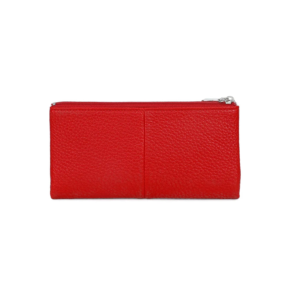 Dos du portefeuille Tilda rouge en simili cuir grainé, un format plat et compact – réf. FD-81006
