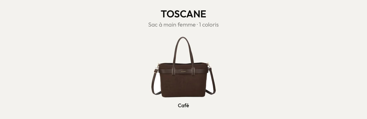 Sac à main femme Toscane effet suédé en coloris Coffee – Gallantry Paris – réf. DQ-8714-A