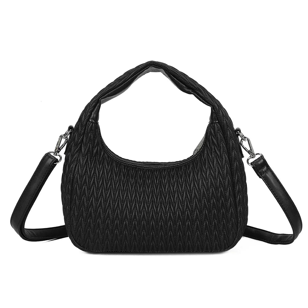 Dos du sac Tressia noir, motif chevron tressé en relief sur toute la surface – réf. A-9124