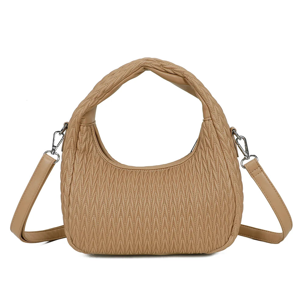 Dos du sac Tressia taupe, motif chevron tressé en relief sur toute la surface – réf. A-9124
