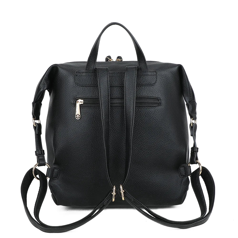 Urbania Chic noir vu de dos : bretelles réglables à boucles dorées pour un porté confortable – réf. JC-53007