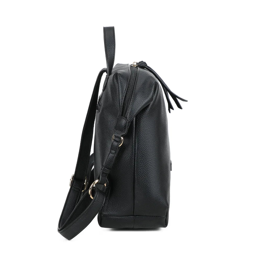 Urbania Chic noir de profil : 13 cm de profondeur et attaches de bretelle sur le côté – réf. JC-53007