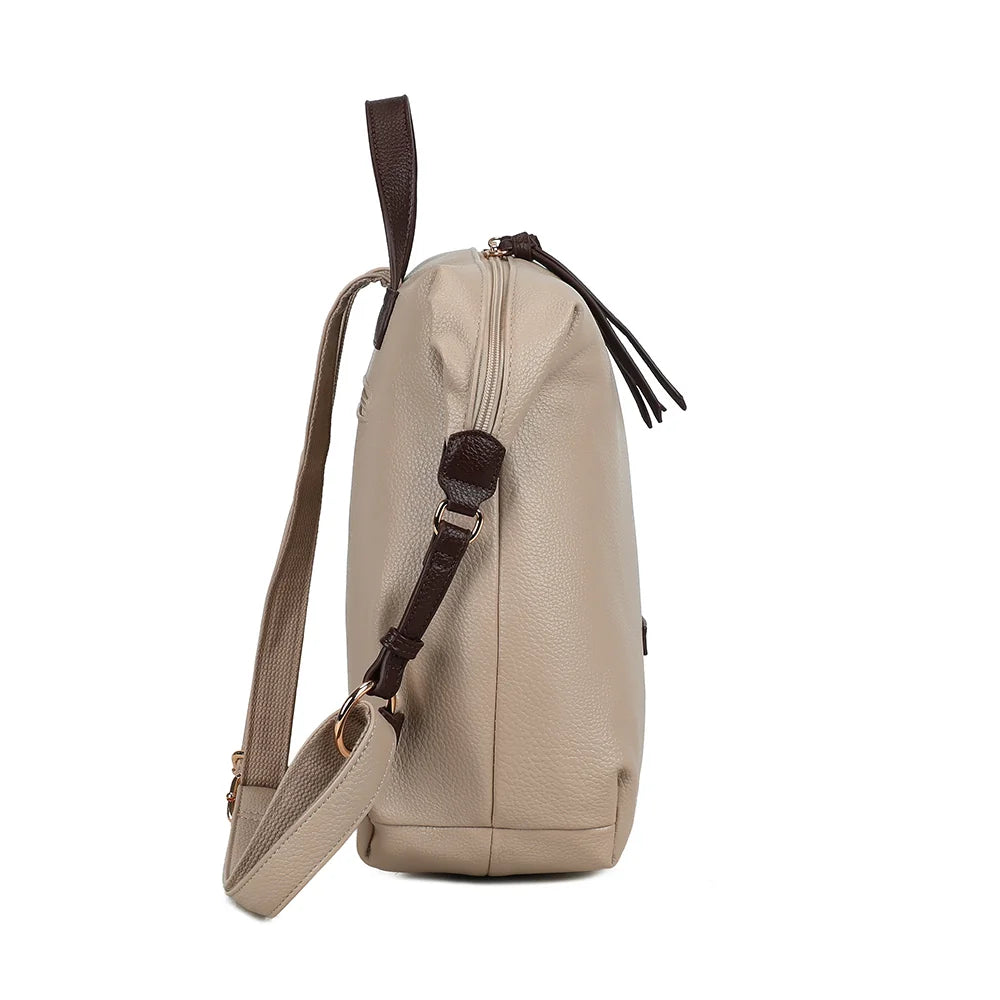 Urbania Chic taupe/coffee de profil : 13 cm de profondeur et attaches de bretelle sur le côté – réf. JC-53007
