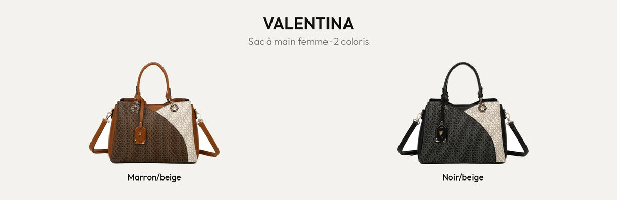 Sac à main femme Valentina en coloris Marron/Beige et Noir/Beige – Gallantry Paris – réf. DQ-8684