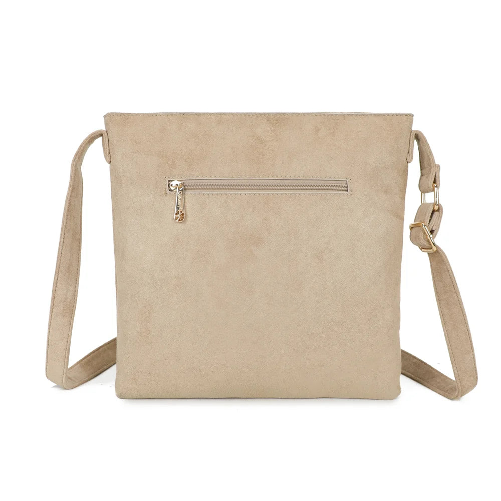 Dos du sac Velia taupe, ligne épurée et bandoulière réglable – réf. JC-53004