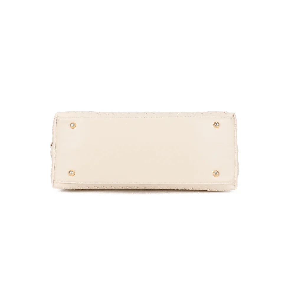 Dessous du Velmora beige : base plate et large pour poser le sac bien droit – réf. DG-5819