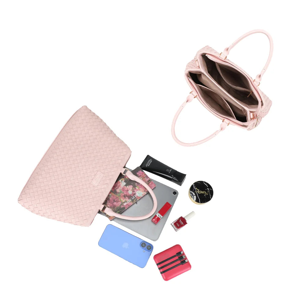 Intérieur du Velmora rose : plusieurs compartiments pour ranger tablette, téléphone et essentiels – réf. DG-5819