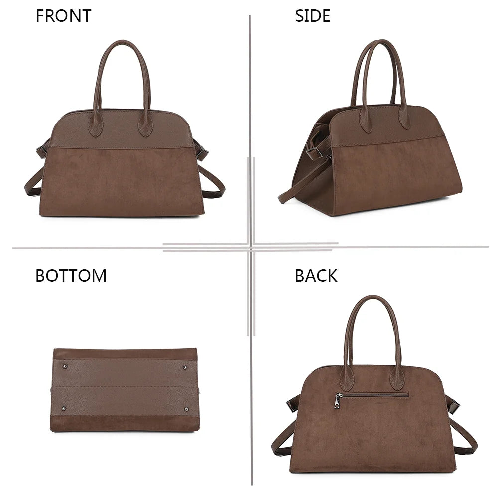 Velna café sous quatre angles : face, côté, dessous et dos avec poche zippée – réf. M-9444