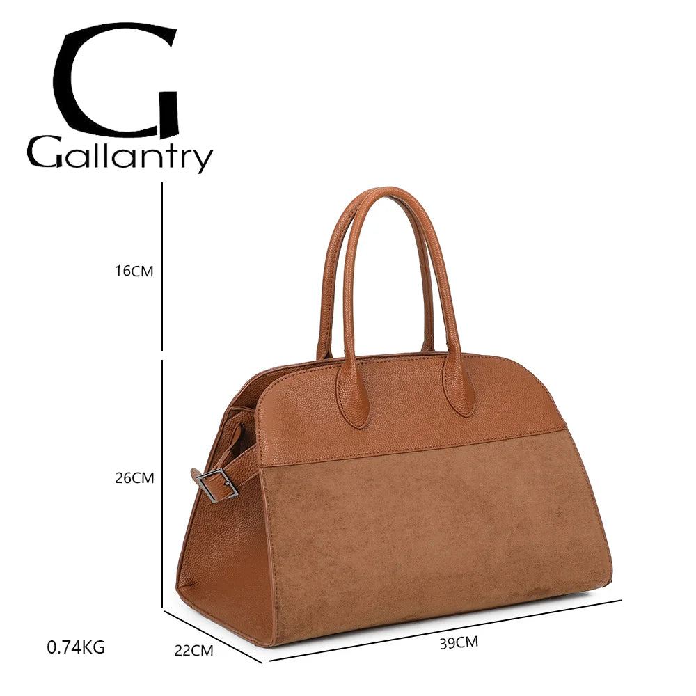 Dimensions du Velna marron : 39 × 22 × 26 cm, anses de 16 cm, poids 0,74 kg – réf. M-9444