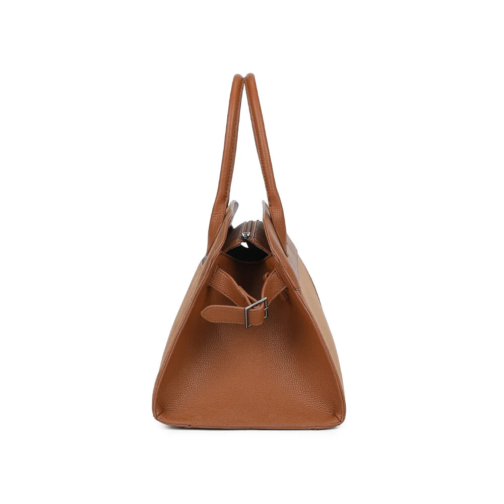 Profil du Velna marron : 22 cm de profondeur et patte à boucle sur le côté – réf. M-9444