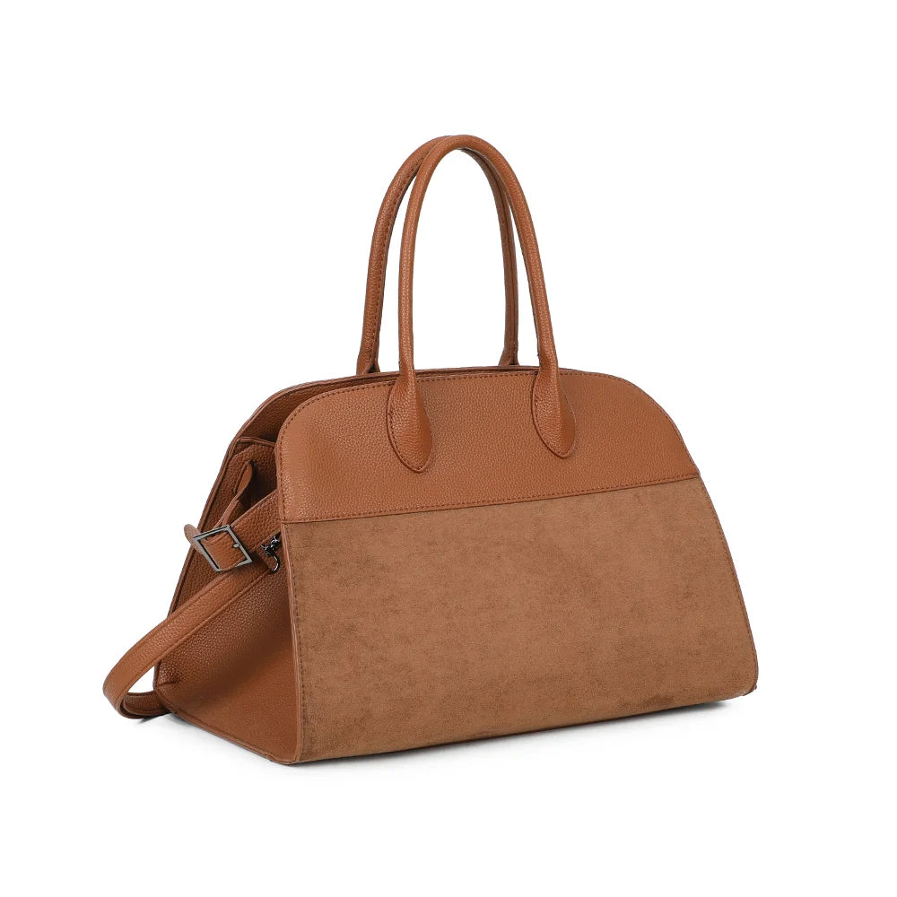 Velna marron de trois-quarts : silhouette structurée et patte latérale à boucle métallique – réf. M-9444