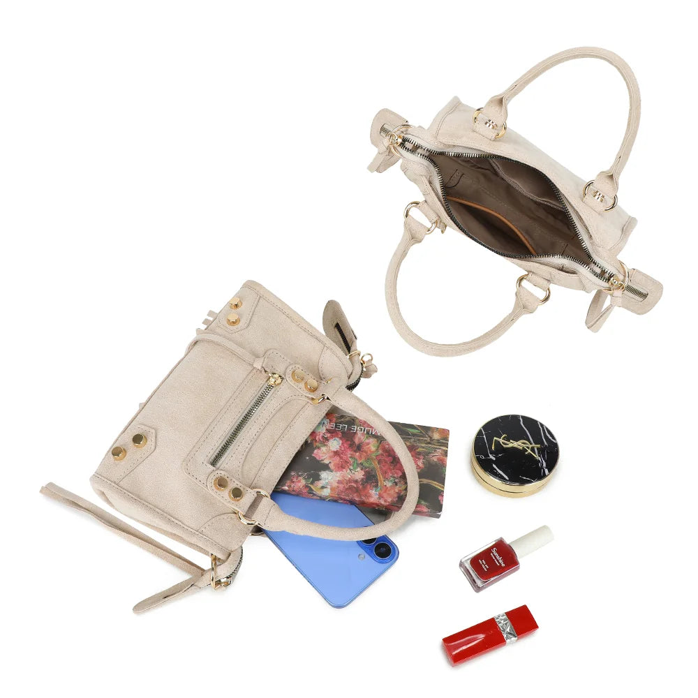 Intérieur du Velora beige : compartiment principal zippé et doublure synthétique – réf. KJ-62088