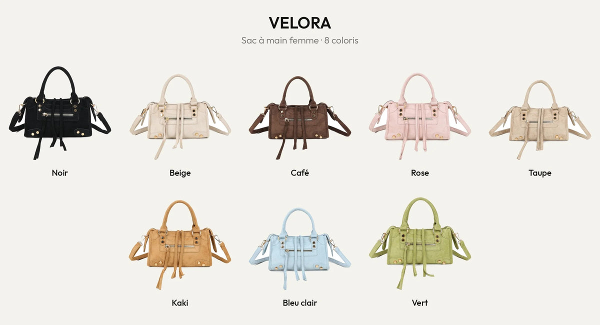 Sac à main femme Velora effet suédine en 8 coloris – Gallantry Paris – réf. KJ-62088