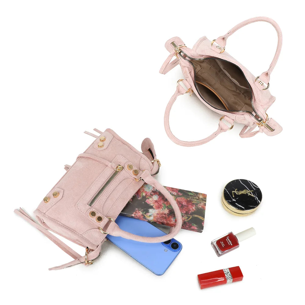 Intérieur du Velora rose : compartiment principal zippé et doublure synthétique – réf. KJ-62088