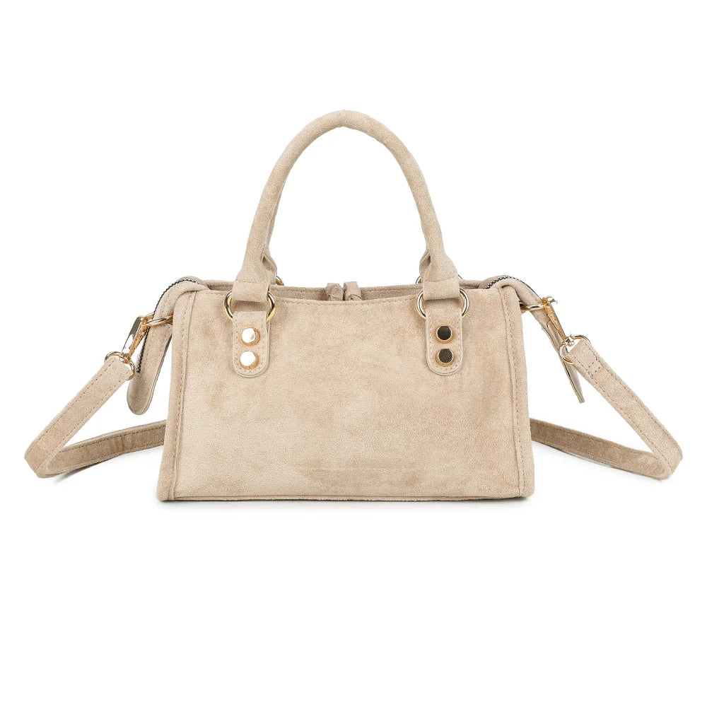Dos du Velora taupe, surface effet suédine et deux anses main – réf. KJ-62088