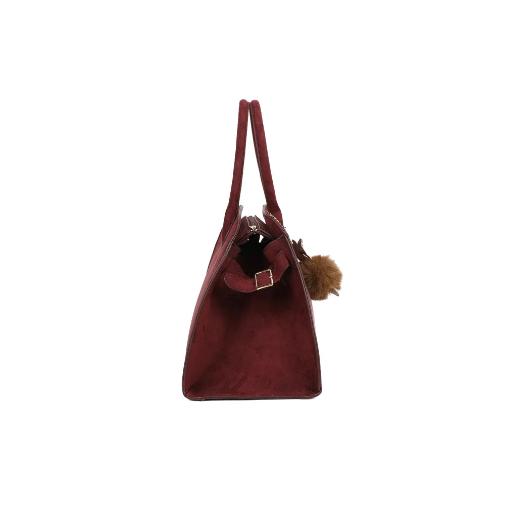 Profil du Vera Velours bordeaux : patte latérale à boucle dorée pour fixer la bandoulière amovible – réf. R-9444-2
