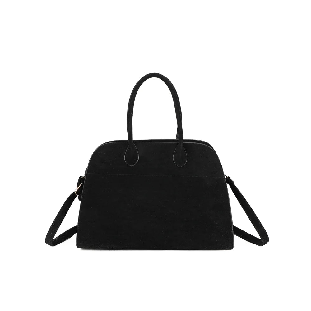 Dos du Vera Velours noir : velours uni et bordures passepoilées, sur une silhouette bombée – réf. R-9444-2