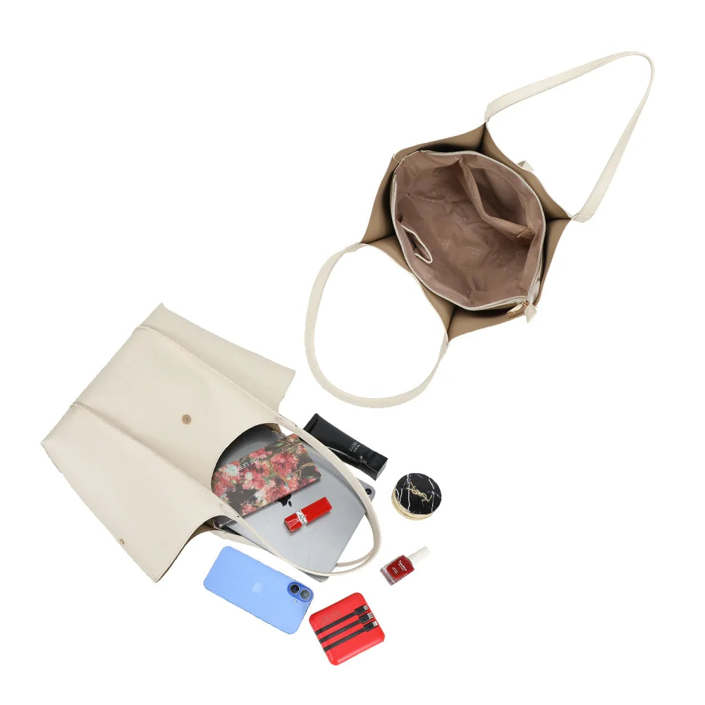 Intérieur du Verde beige : grand compartiment avec poches pour ranger tous vos essentiels – réf. A-9450-1