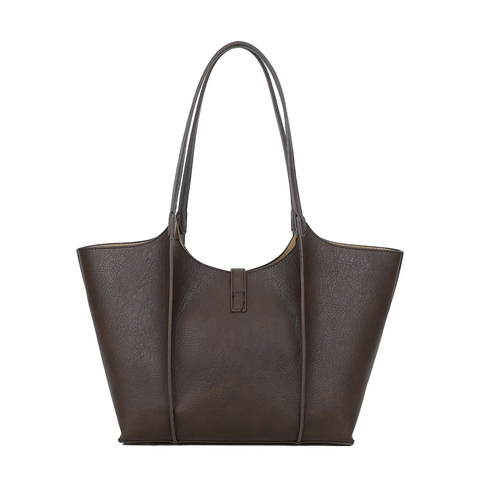 Dos du sac Verde café : simili cuir grainé et passepoils verticaux ton sur ton – réf. A-9450-1